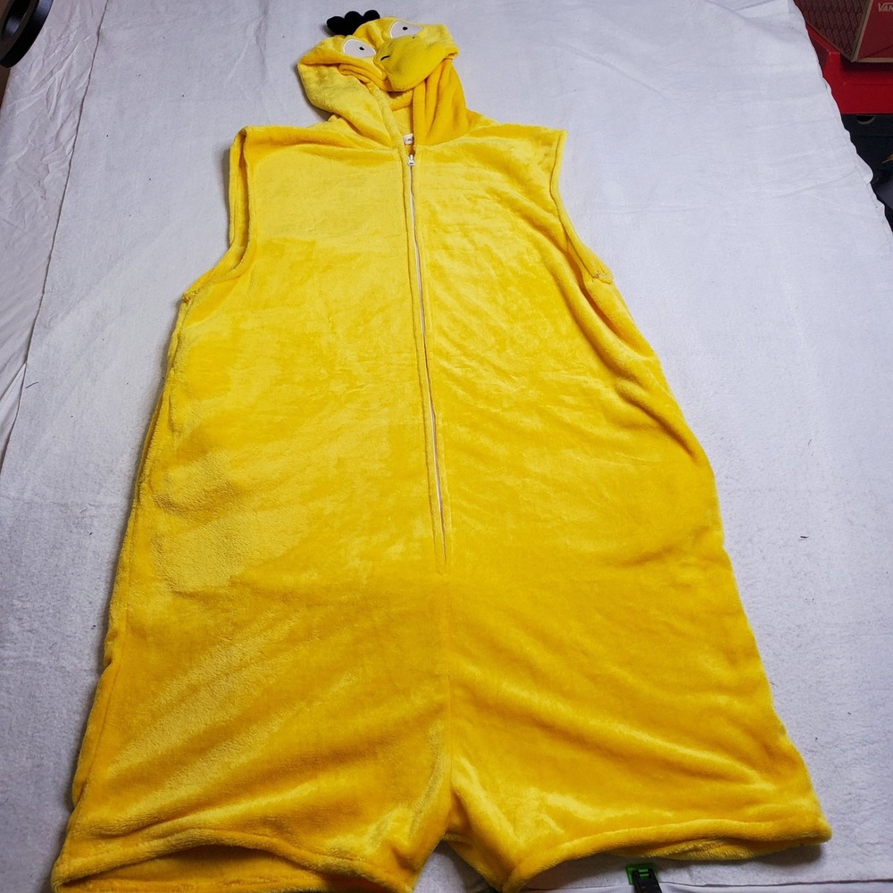 Unbranded Unisex Psyduck Pajama Costume Yellow Sleeveless Plush Hooded XL